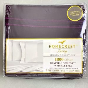 HomeCrest Luxury 1800 Series 3 Piece Sheet Set Twin Size - Purple